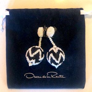 Oscar de la Renta Beaded Chevron Ball Drop Earring